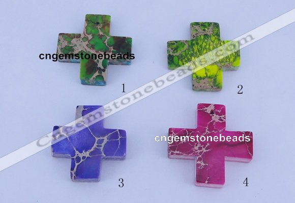 NGP01 5PCS 35*35mm cross dyed imperial jasper pendants wholesale