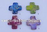 NGP02 5PCS 45*45mm cross dyed imperial jasper pendants wholesale