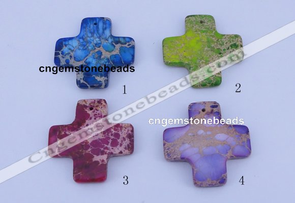 NGP02 5PCS 45*45mm cross dyed imperial jasper pendants wholesale