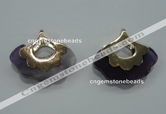 NGP1071 8*25*28mm amethyst gemstone pendants with brass setting