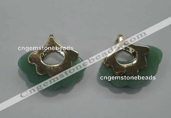 NGP1072 8*25*28mm gree aventurine pendants with brass setting