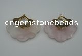 NGP1076 8*40*50mm rose quartz pendants with brass setting