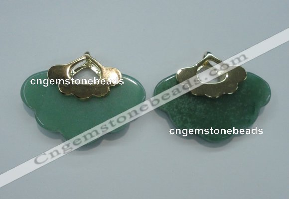 NGP1078 8*40*50mm gree aventurine pendants with brass setting