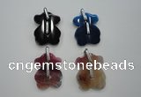 NGP1082 30*40mm agate gemstone pendants with brass setting