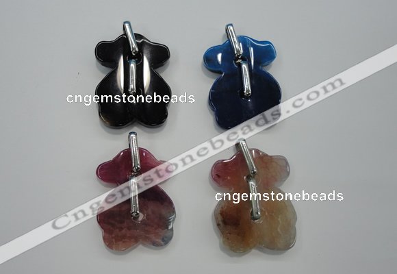 NGP1082 30*40mm agate gemstone pendants with brass setting