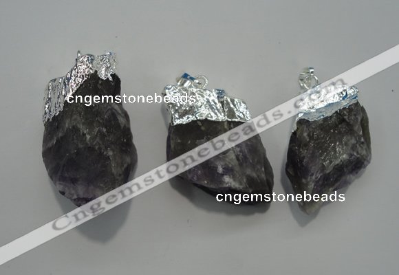 NGP1087 20*30mm - 25*50mm nuggets amethyst gemstone pendants