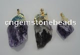 NGP1090 20*30mm - 25*50mm nuggets amethyst gemstone pendants