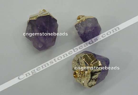 NGP1093 18*25mm - 25*40mm faceted nuggets amethyst pendants