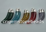 NGP1095 20*50mm oxhorn druzy agate pendants with brass setting