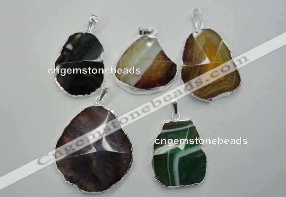 NGP1101 25*35 - 40*50mm freeform druzy agate pendants with brass setting