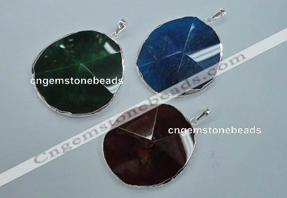 NGP1102 30*40 - 45*65mm freeform druzy agate pendants with brass setting