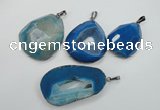 NGP1106 30*40 - 40*55mm freeform druzy agate pendants with brass setting