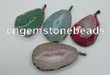 NGP1107 30*40 - 40*55mm freeform druzy agate pendants with brass setting