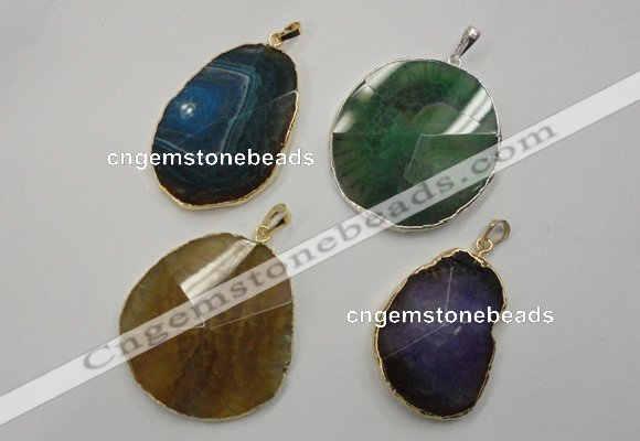 NGP1110 30*40 - 40*50mm freeform druzy agate pendants with brass setting