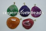 NGP1111 40*50 - 50*55mm freeform druzy agate pendants with brass setting