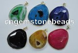 NGP1112 25*30 - 45*55mm freeform druzy agate pendants with brass setting