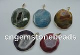 NGP1113 40*45 - 45*50mm freeform druzy agate pendants with brass setting