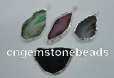 NGP1115 30*40 - 40*65mm freeform druzy agate pendants with brass setting