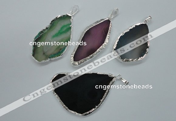 NGP1115 30*40 - 40*65mm freeform druzy agate pendants with brass setting