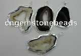 NGP1116 30*45 - 45*55mm freeform druzy agate pendants with brass setting