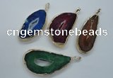 NGP1118 30*45 - 40*60mm freeform druzy agate pendants with brass setting