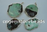 NGP1122 25*35 - 35*45mm freeform australia chrysoprase pendants with brass