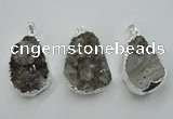 NGP1125 25*40 - 35*45mm freeform druzy agate pendants with brass setting