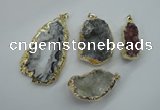 NGP1126 25*30 - 40*50mm freeform druzy agate pendants with brass setting