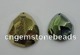 NGP1132 40*45 - 50*55mm faceted teardrop plated druzy agate pendants