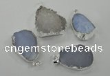 NGP1135 25*35mm - 40*45mm freeform druzy agate pendants with brass setting