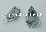 NGP1136 25*35mm - 40*45mm freeform druzy agate pendants with brass setting