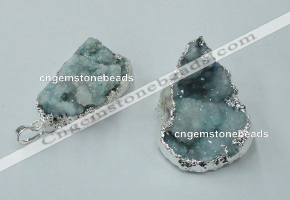 NGP1136 25*35mm - 40*45mm freeform druzy agate pendants with brass setting