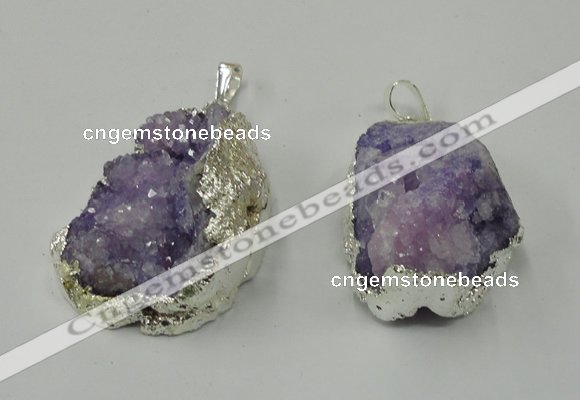 NGP1137 25*35mm - 40*45mm freeform druzy agate pendants with brass setting