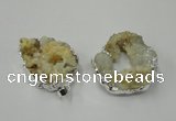 NGP1138 25*35mm - 40*45mm freeform druzy agate pendants with brass setting