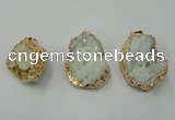 NGP1142 25*35mm - 40*45mm freeform druzy agate pendants with brass setting