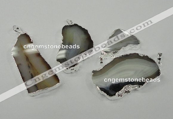 NGP1145 25*35mm - 40*60mm freeform agate pendants with brass setting