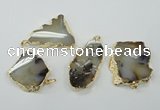 NGP1146 25*35mm - 40*60mm freeform agate pendants with brass setting