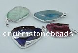 NGP1148 25*35mm - 35*45mm freeform druzy agate pendants with brass setting