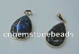 NGP1158 20*30mm - 25*35mm freeform labradorite pendants with brass setting