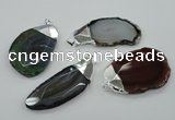 NGP1159 35*50mm - 50*70mm freeform agate pendants with brass setting