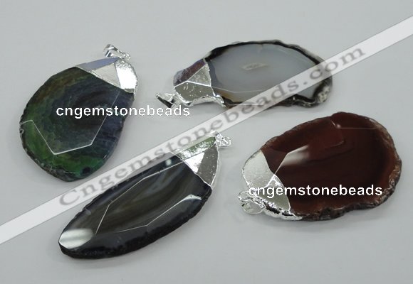 NGP1159 35*50mm - 50*70mm freeform agate pendants with brass setting