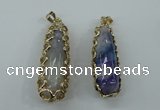 NGP1160 18*60mm - 20*65mm freeform agate pendants with brass setting