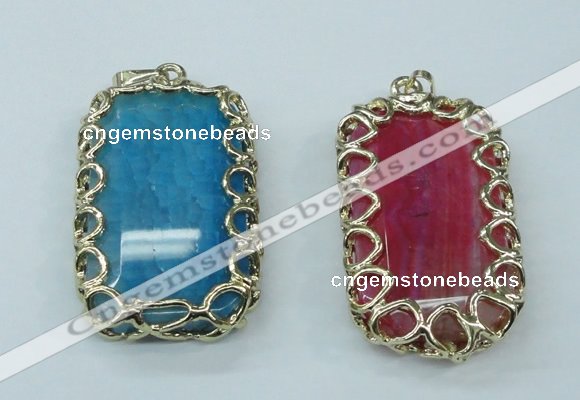 NGP1161 35*60mm freeform agate pendants with brass setting