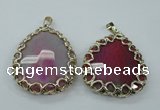 NGP1162 50*55mm - 52*60mm freeform agate pendants with brass setting