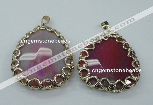 NGP1162 50*55mm - 52*60mm freeform agate pendants with brass setting