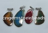 NGP1230 35*65mm - 45*70mm freeform agate pendants with brass setting