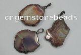 NGP1284 30*40mm – 35*45mm freeform agate pendants with brass setting