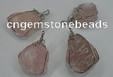 NGP1292 18*30mm – 25*35mm nuggets rose quartz pendants