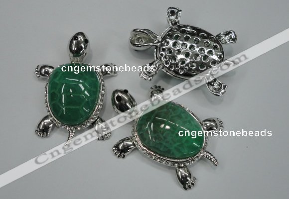 NGP1297 43*60mm tortoise agate pendants with crystal pave alloy settings