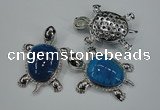 NGP1298 43*60mm tortoise agate pendants with crystal pave alloy settings